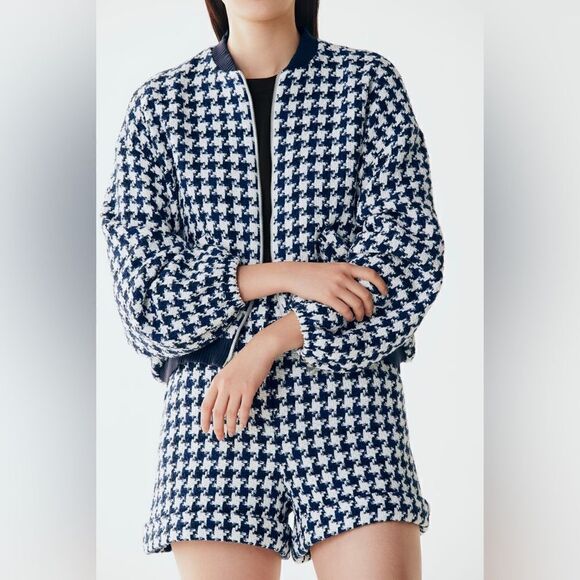 Zara Co-Ord Set Textured Bomber Shorts New - Picture 5 of 12